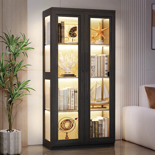 BROTTAR® Black Heavy-Duty Curio & China Cabinet