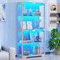 BROTTAR® LED Glass Display Cabinet — 4-Shelf Curio Case - Grey