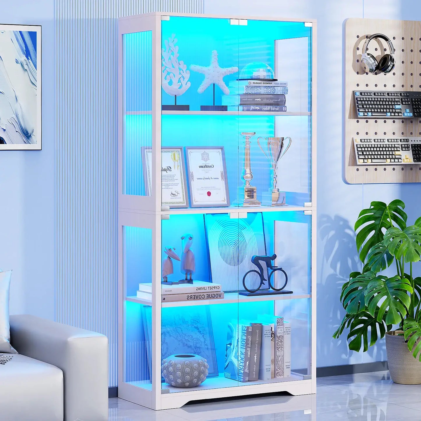 BROTTAR® Curio Cabinet with Motion Sensor-White