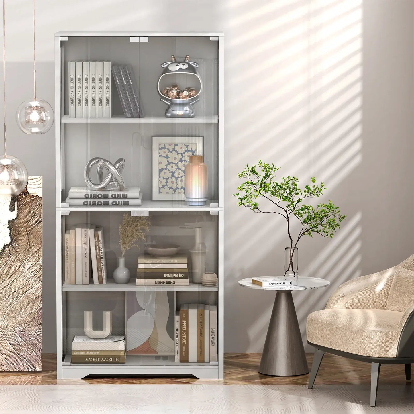 BROTTAR® Curio Cabinet with Motion Sensor-White