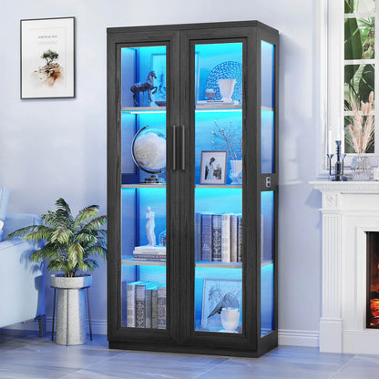 BROTTAR® Black Heavy-Duty Curio & China Cabinet