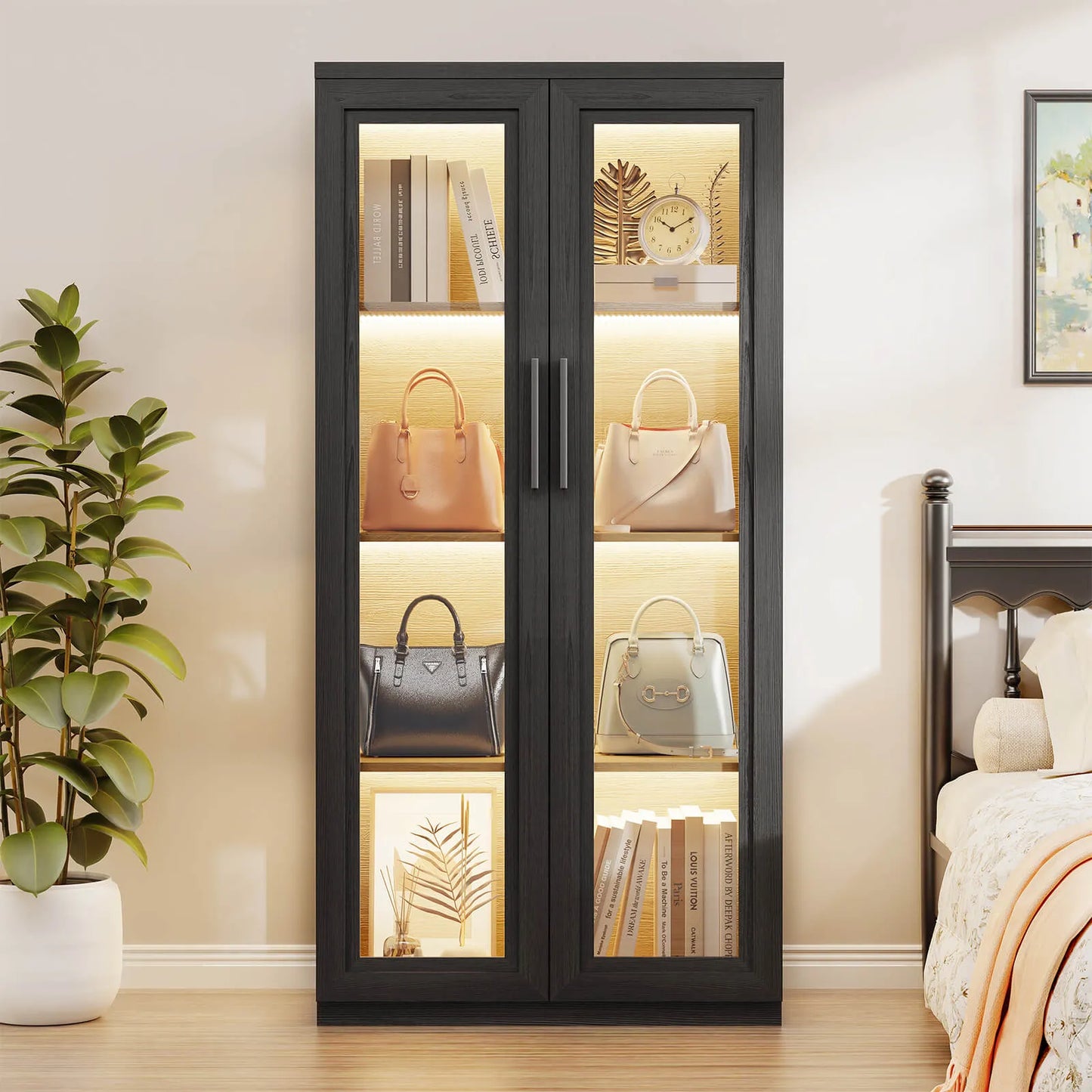 BROTTAR® Black Heavy-Duty Curio & China Cabinet