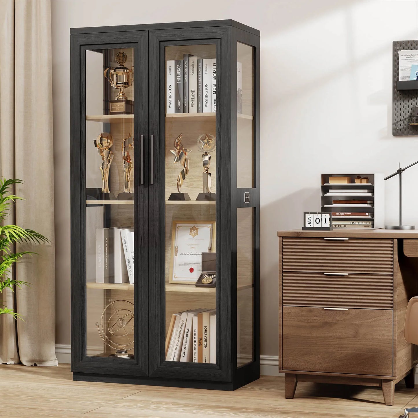 BROTTAR® Black Heavy-Duty Curio & China Cabinet