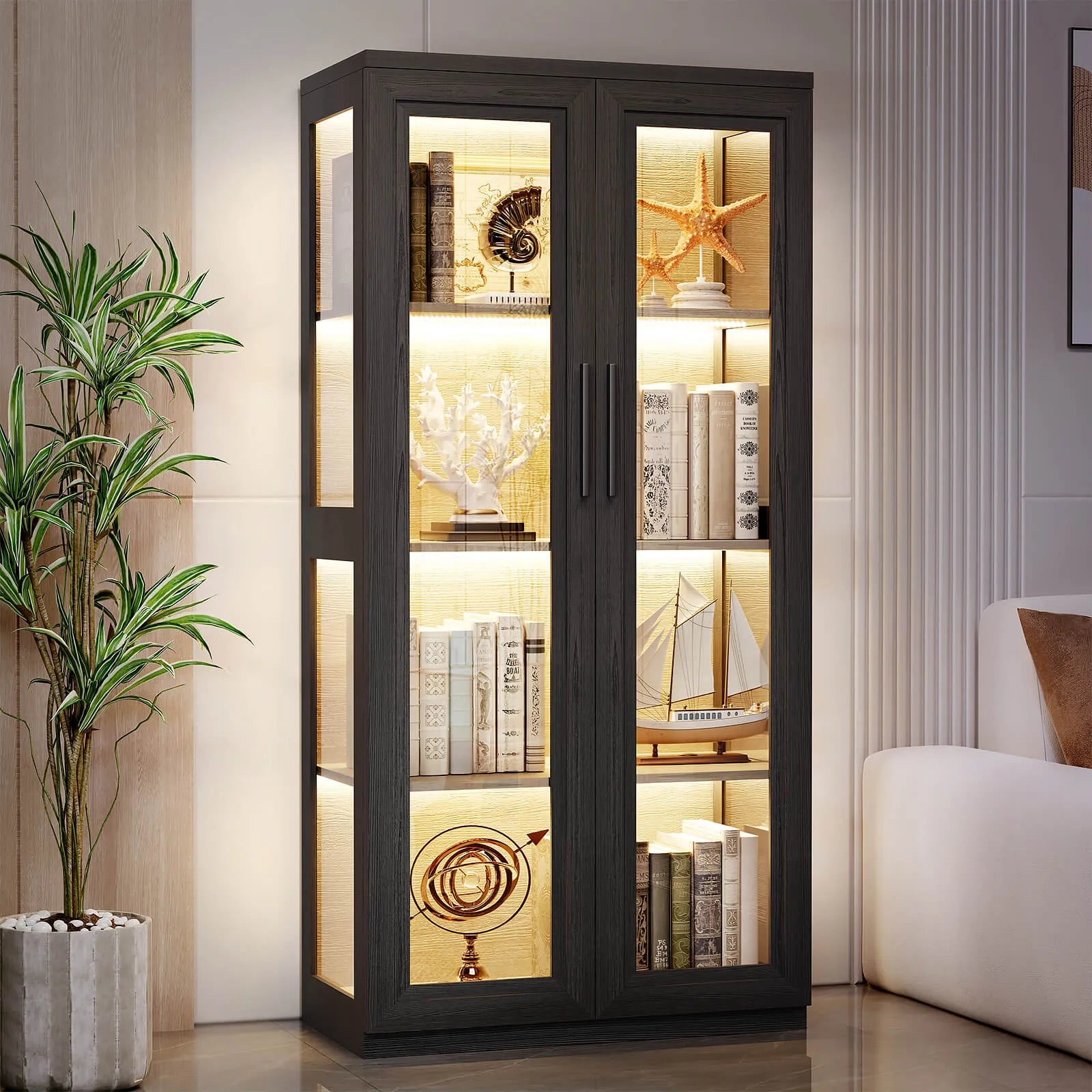 BROTTAR® Black Heavy-Duty Curio & China Cabinet