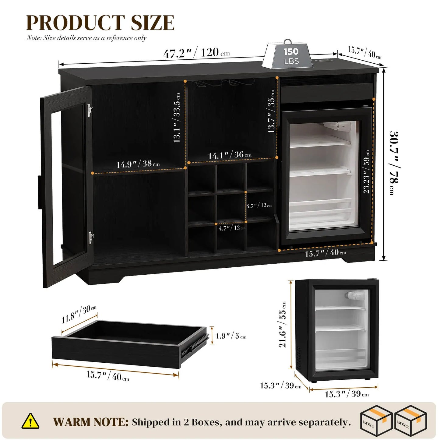 BROTTAR® 47″ All-in-One Wine & Coffee Bar Cabinet